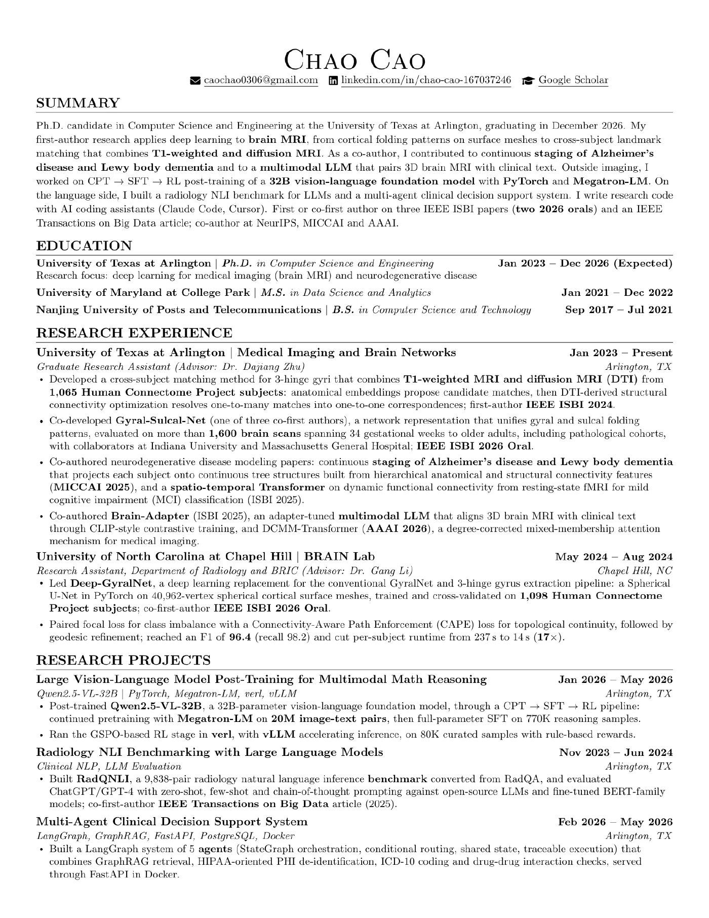 Research CV, page 1